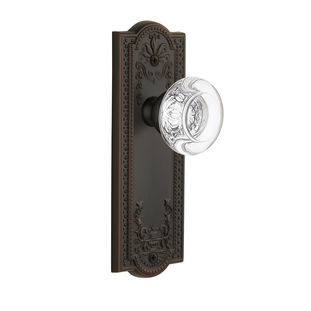 Grandeur by Nostalgic Warehouse PARBOR Passage Knob - Parthenon Plate with Bordeaux Crystal Knob in Timeless Bronze
